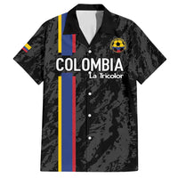 Custom Colombia Football Family Matching Off Shoulder Maxi Dress and Hawaiian Shirt 2024 Vamos La Tricolor - Black - Wonder Print Shop