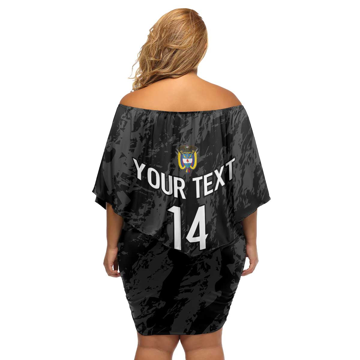 Custom Colombia Football Family Matching Off Shoulder Short Dress and Hawaiian Shirt 2024 Vamos La Tricolor - Black - Wonder Print Shop