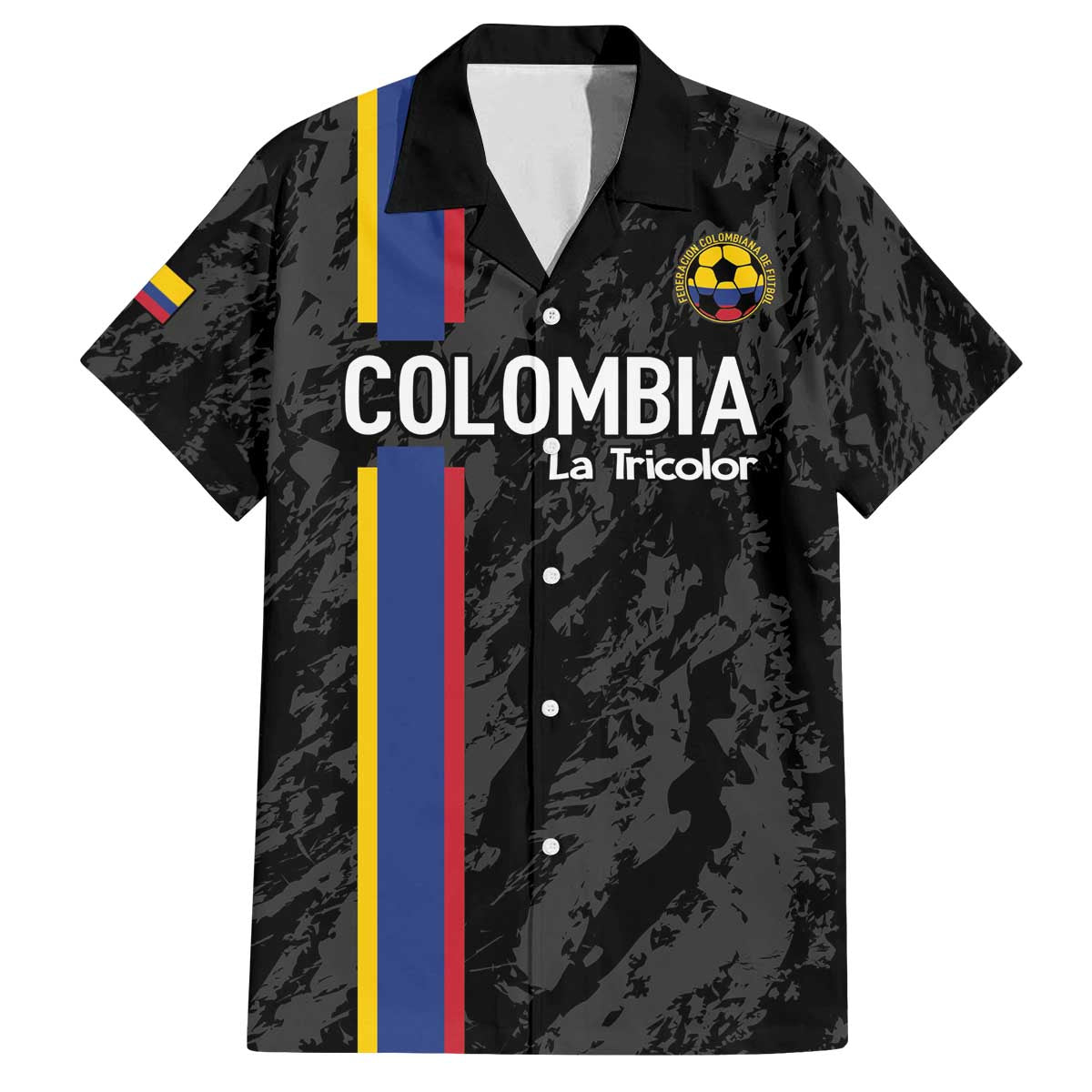 Custom Colombia Football Family Matching Puletasi and Hawaiian Shirt 2024 Vamos La Tricolor - Black - Wonder Print Shop