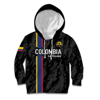 Custom Colombia Football Kid Hoodie 2024 Vamos La Tricolor - Black - Wonder Print Shop