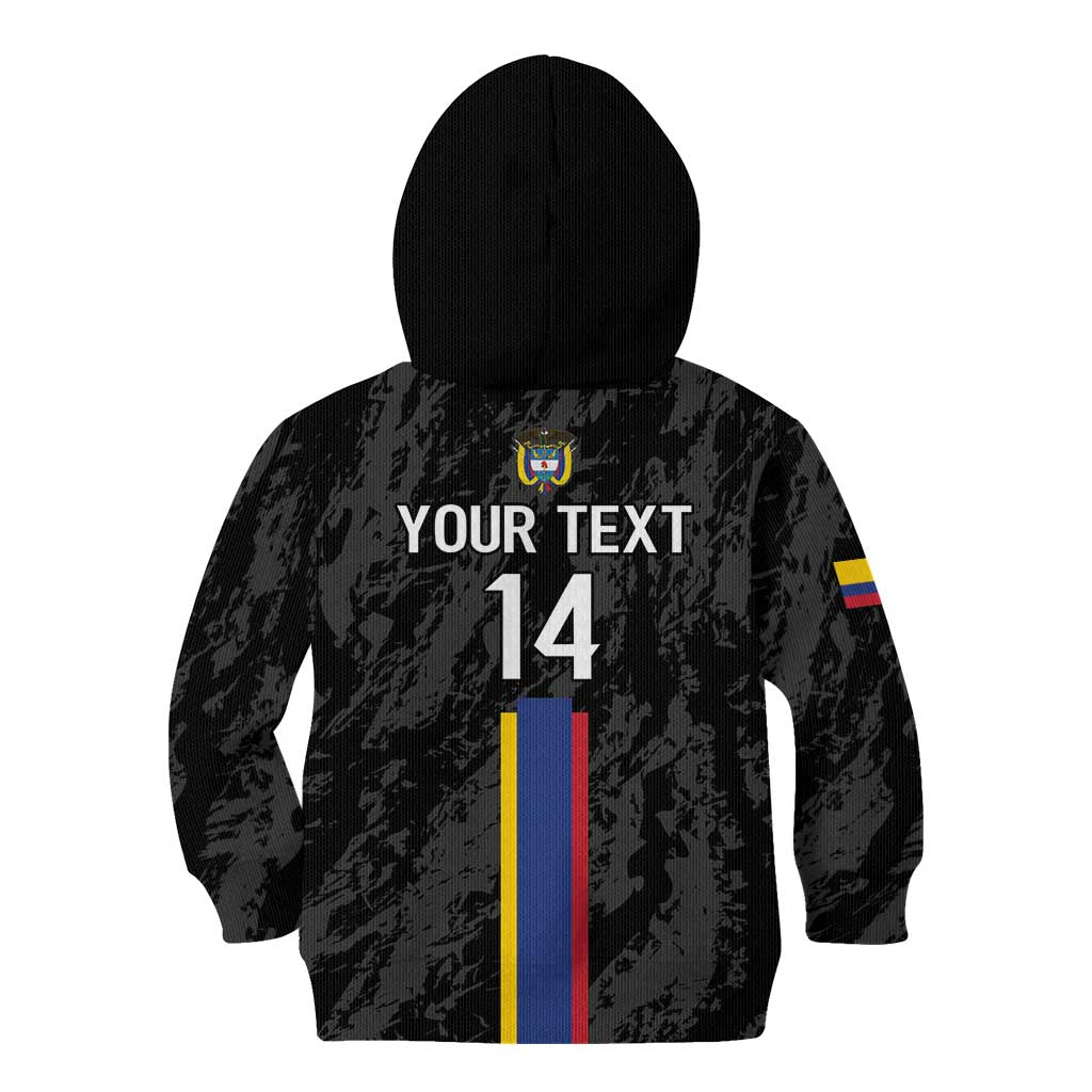 Custom Colombia Football Kid Hoodie 2024 Vamos La Tricolor - Black - Wonder Print Shop