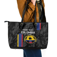 Custom Colombia Football Leather Tote Bag 2024 Vamos La Tricolor - Black - Wonder Print Shop