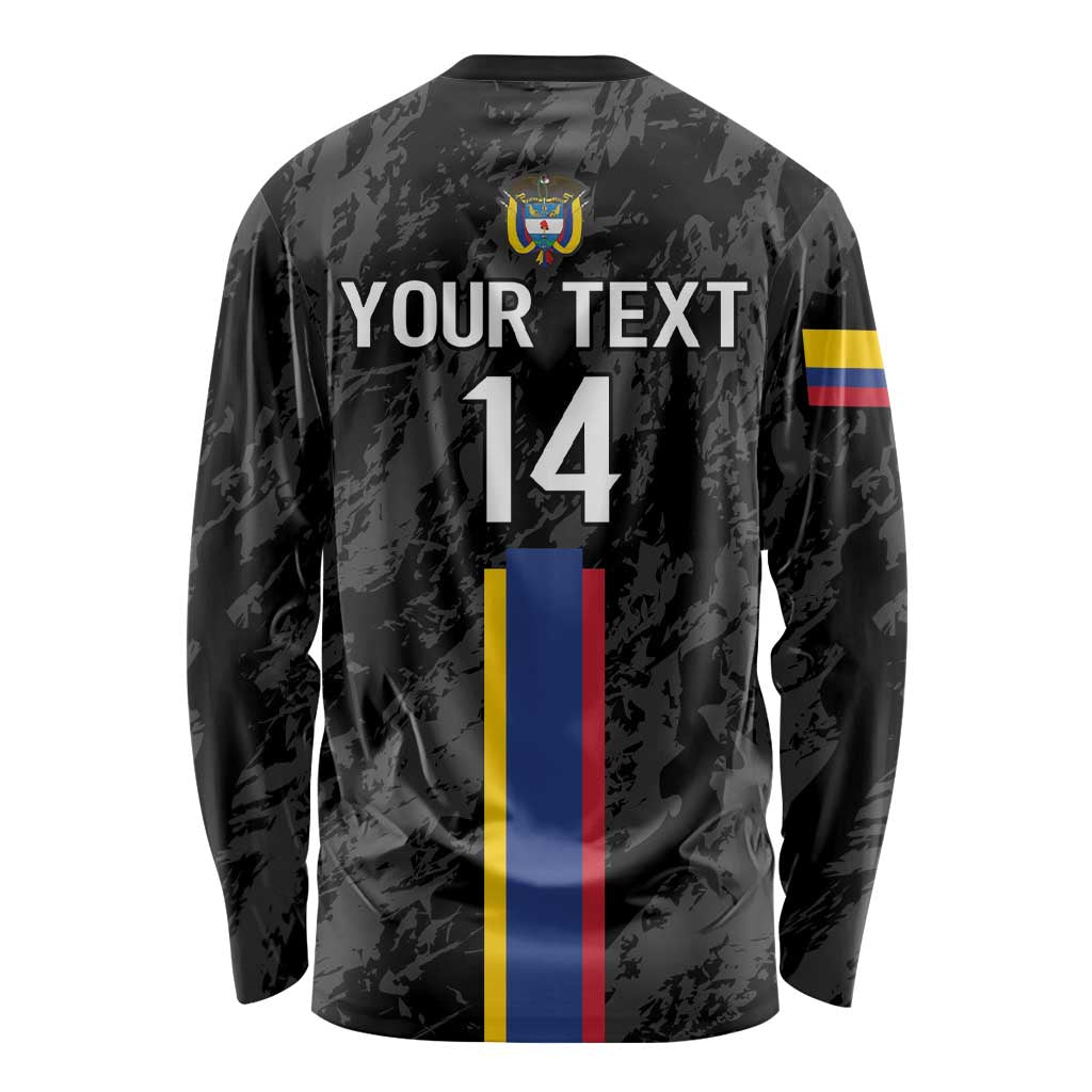 Custom Colombia Football Long Sleeve Shirt 2024 Vamos La Tricolor - Black - Wonder Print Shop