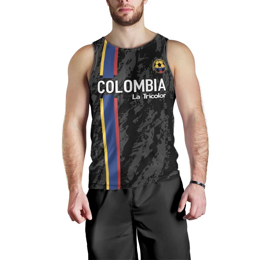 Custom Colombia Football Men Tank Top 2024 Vamos La Tricolor - Black - Wonder Print Shop