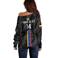 Custom Colombia Football Off Shoulder Sweater 2024 Vamos La Tricolor - Black - Wonder Print Shop