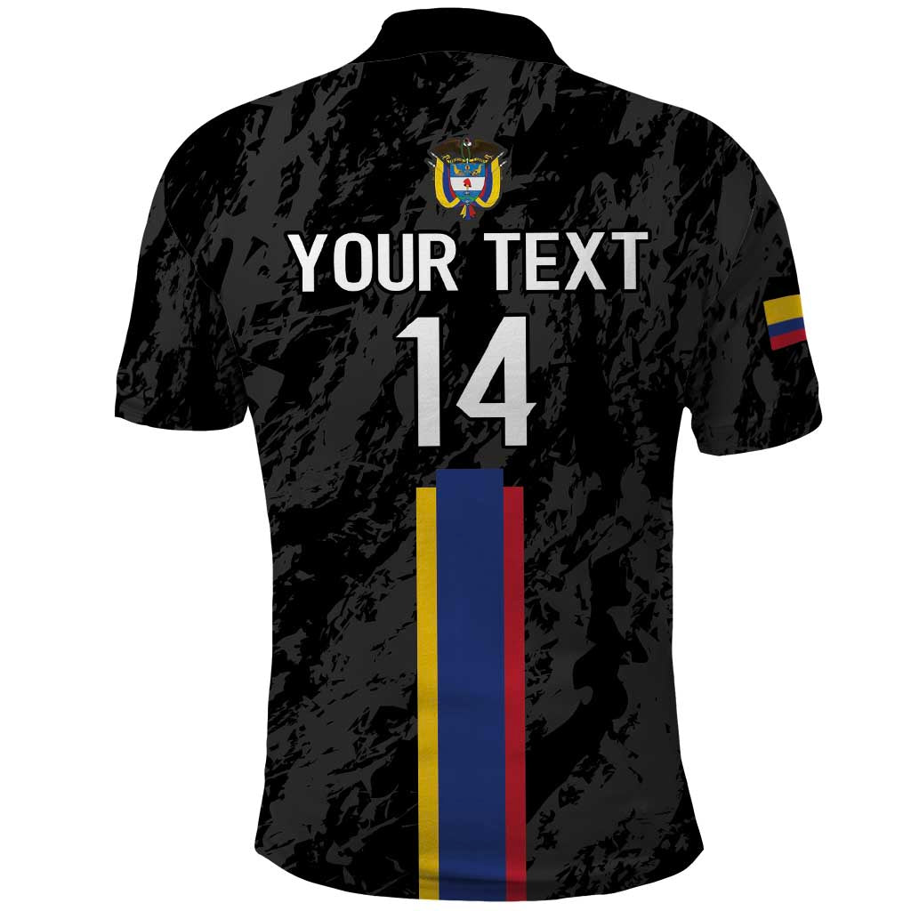 Custom Colombia Football Polo Shirt 2024 Vamos La Tricolor - Black - Wonder Print Shop