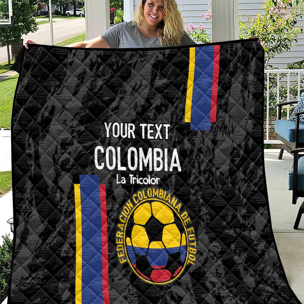 Custom Colombia Football Quilt 2024 Vamos La Tricolor - Black - Wonder Print Shop