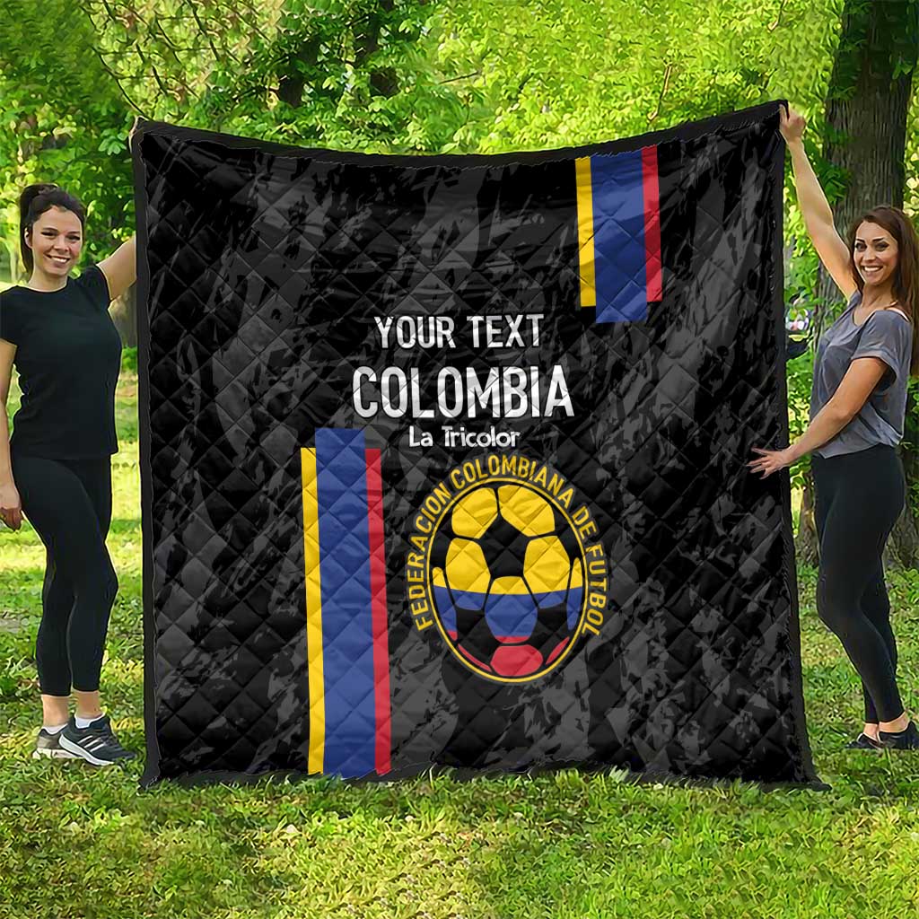 Custom Colombia Football Quilt 2024 Vamos La Tricolor - Black - Wonder Print Shop