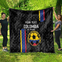 Custom Colombia Football Quilt 2024 Vamos La Tricolor - Black - Wonder Print Shop