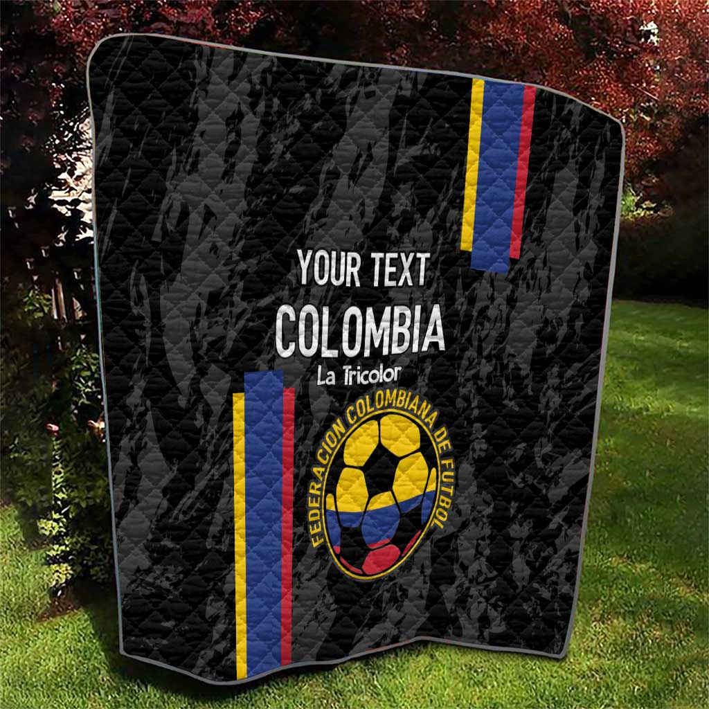 Custom Colombia Football Quilt 2024 Vamos La Tricolor - Black - Wonder Print Shop