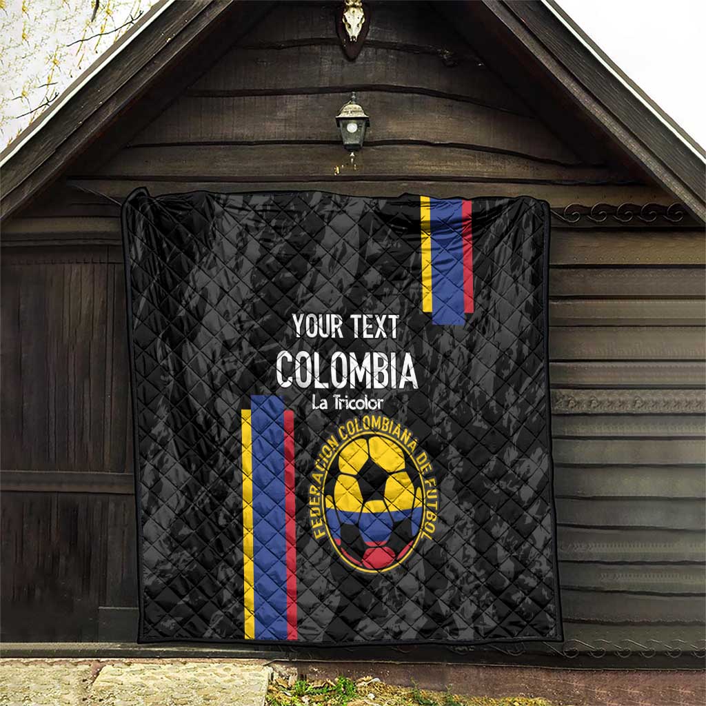 Custom Colombia Football Quilt 2024 Vamos La Tricolor - Black - Wonder Print Shop