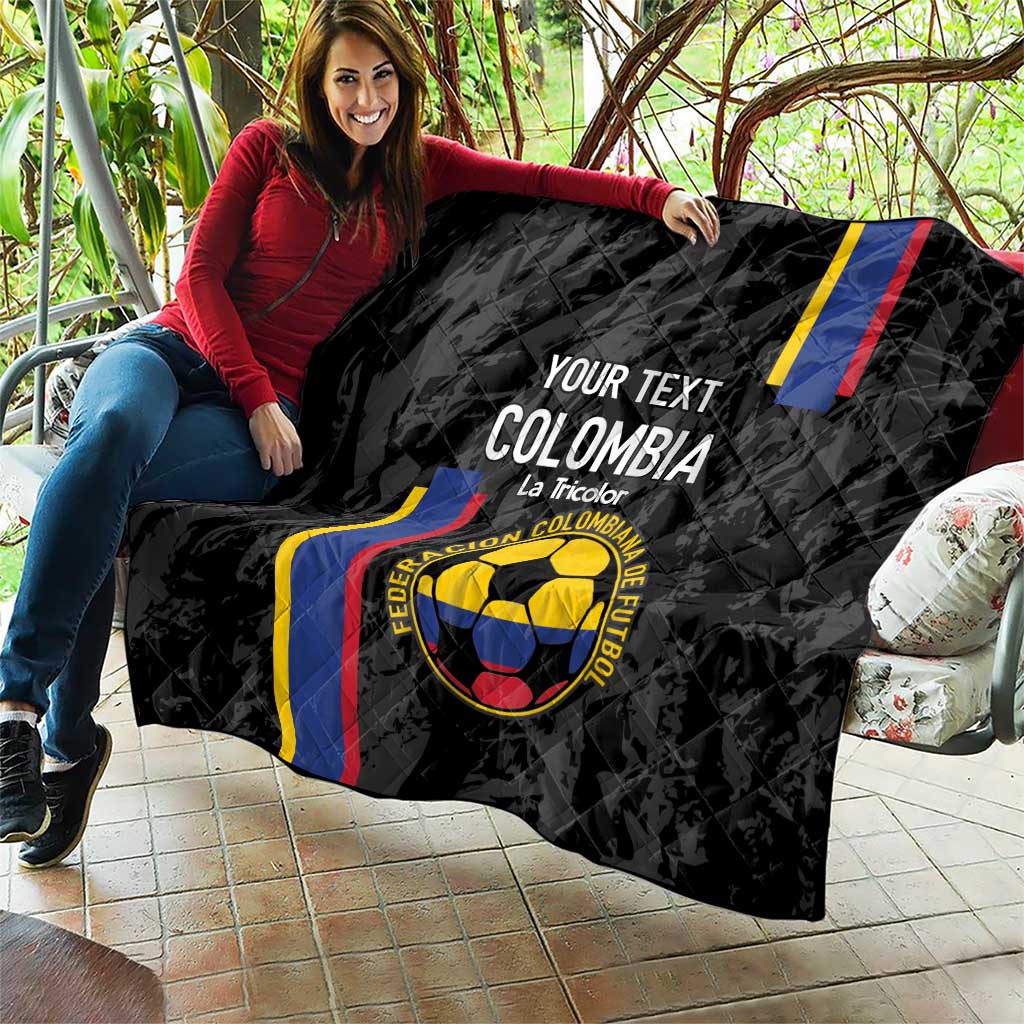 Custom Colombia Football Quilt 2024 Vamos La Tricolor - Black - Wonder Print Shop