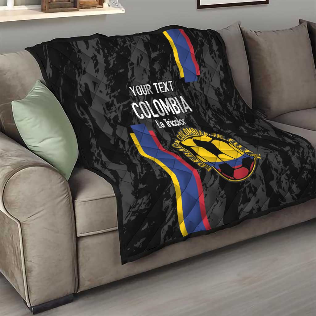 Custom Colombia Football Quilt 2024 Vamos La Tricolor - Black - Wonder Print Shop