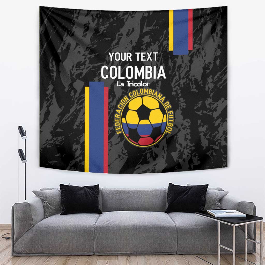 Custom Colombia Football Tapestry 2024 Vamos La Tricolor - Black - Wonder Print Shop