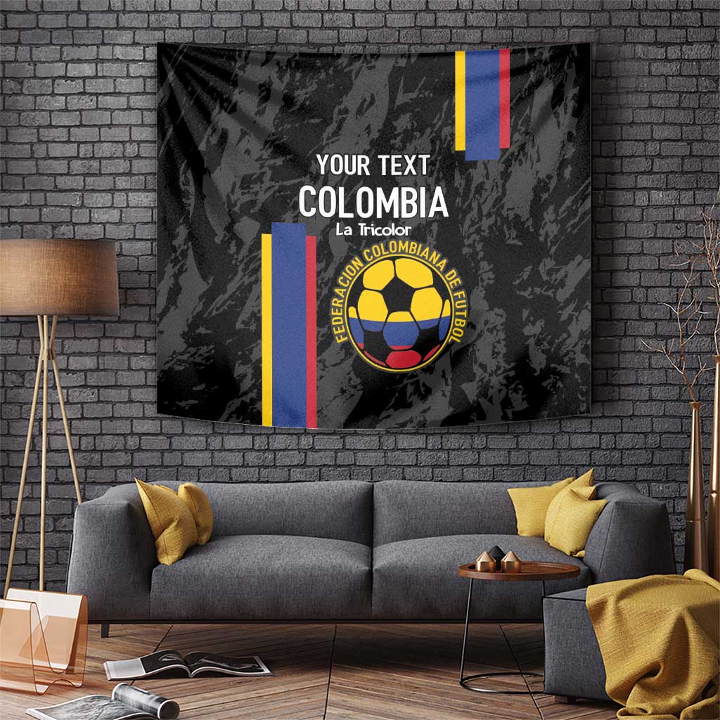 Custom Colombia Football Tapestry 2024 Vamos La Tricolor - Black - Wonder Print Shop