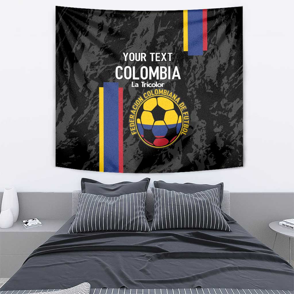 Custom Colombia Football Tapestry 2024 Vamos La Tricolor - Black - Wonder Print Shop