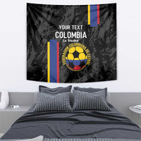Custom Colombia Football Tapestry 2024 Vamos La Tricolor - Black - Wonder Print Shop