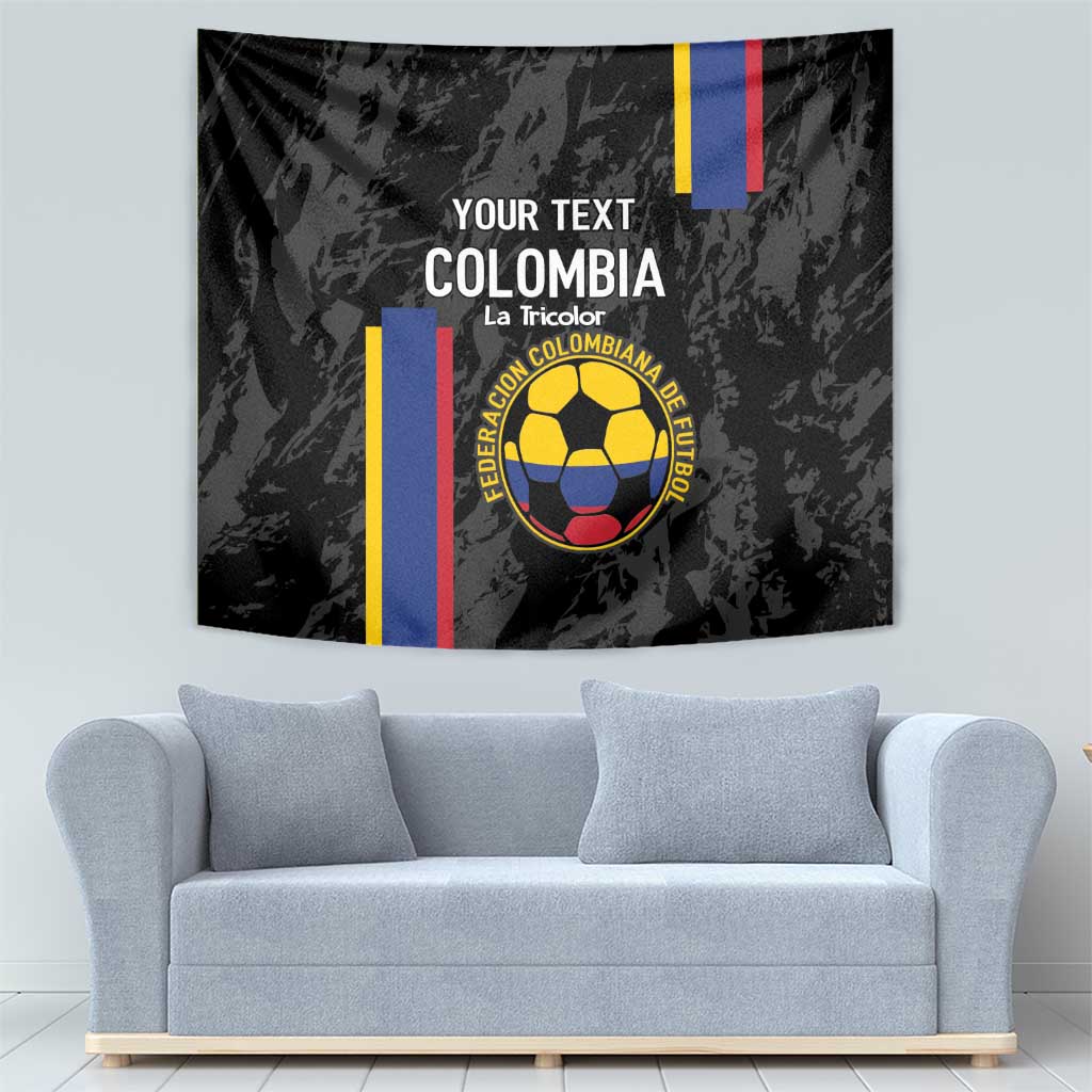 Custom Colombia Football Tapestry 2024 Vamos La Tricolor - Black - Wonder Print Shop