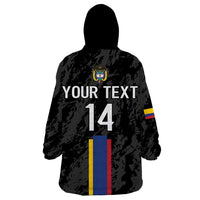 Custom Colombia Football Wearable Blanket Hoodie 2024 Vamos La Tricolor - Black - Wonder Print Shop