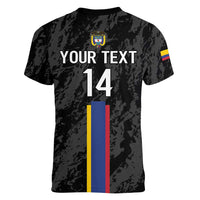 Custom Colombia Football Women V-Neck T-Shirt 2024 Vamos La Tricolor - Black - Wonder Print Shop