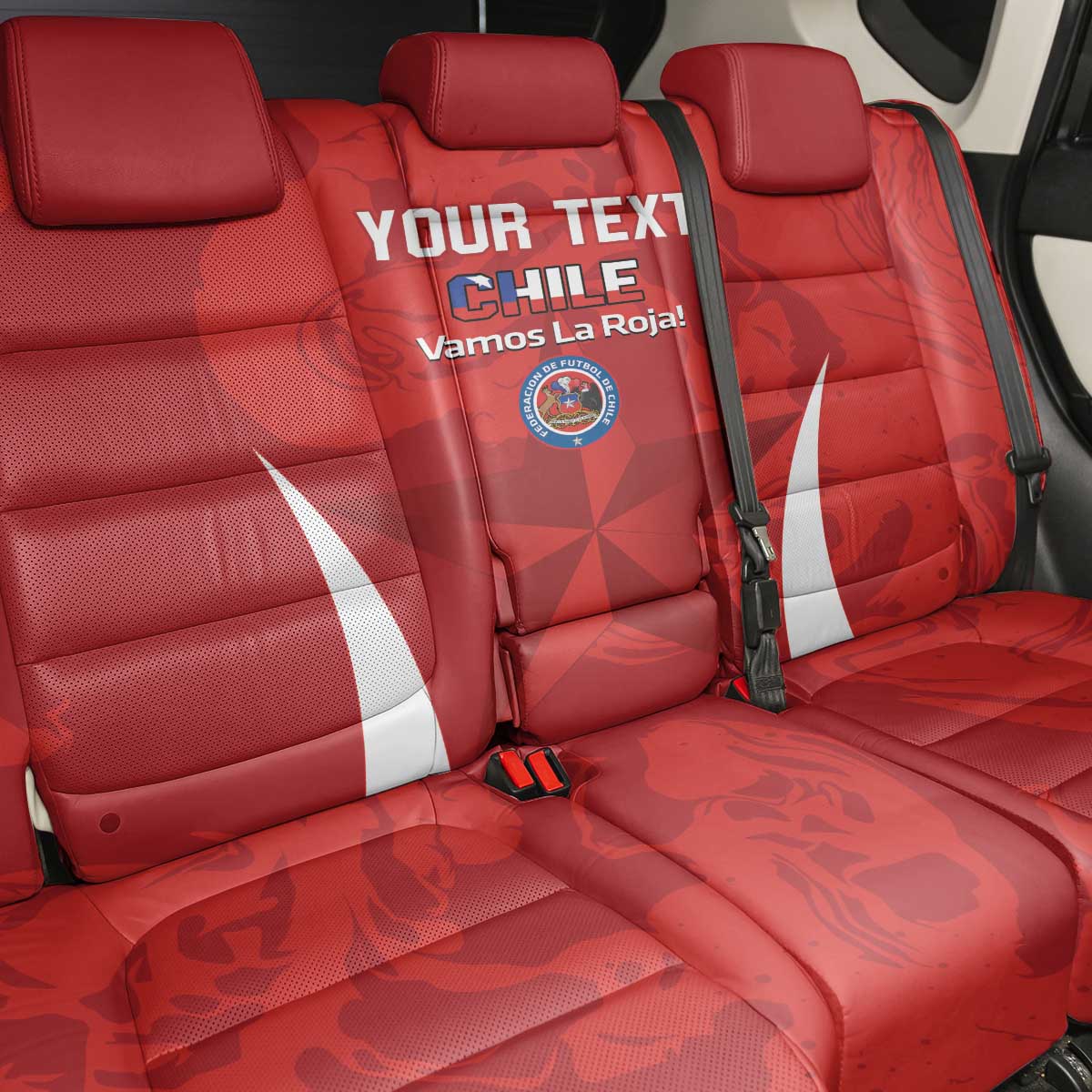 Custom Chile Football Back Car Seat Cover 2024 Vamos La Roja - Red - Wonder Print Shop