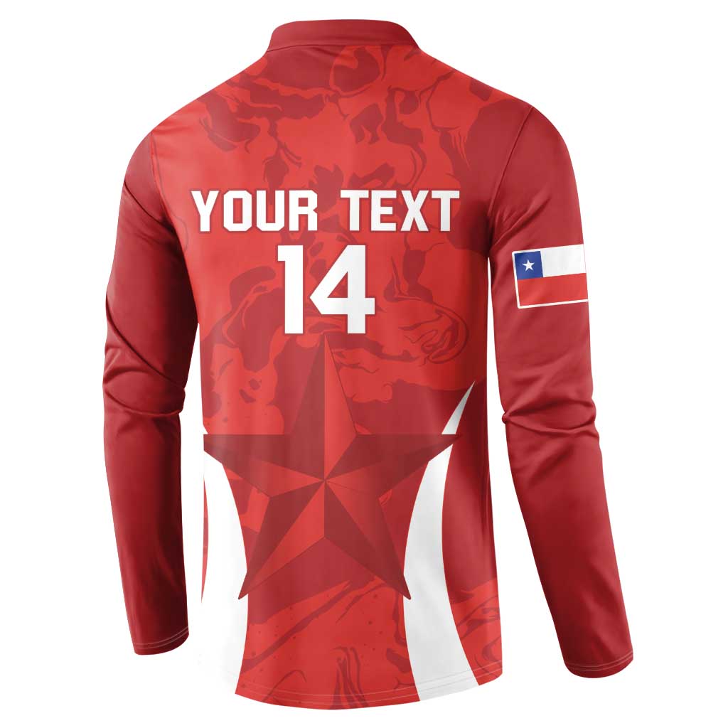 Custom Chile Football Button Sweatshirt 2024 Vamos La Roja - Red - Wonder Print Shop