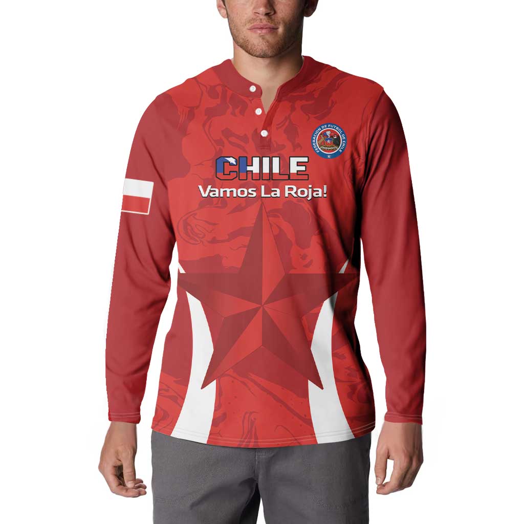 Custom Chile Football Button Sweatshirt 2024 Vamos La Roja - Red - Wonder Print Shop