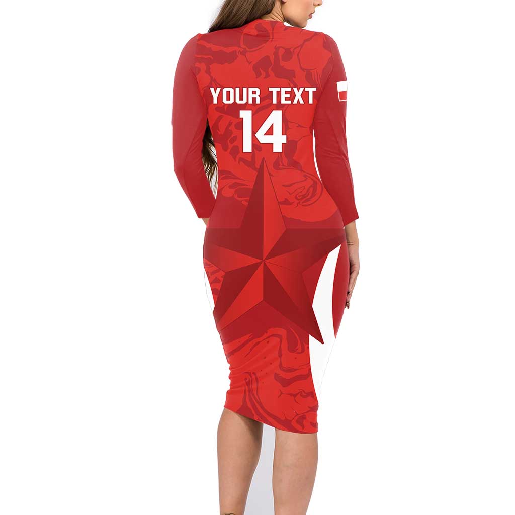 Custom Chile Football Family Matching Long Sleeve Bodycon Dress and Hawaiian Shirt 2024 Vamos La Roja - Red - Wonder Print Shop