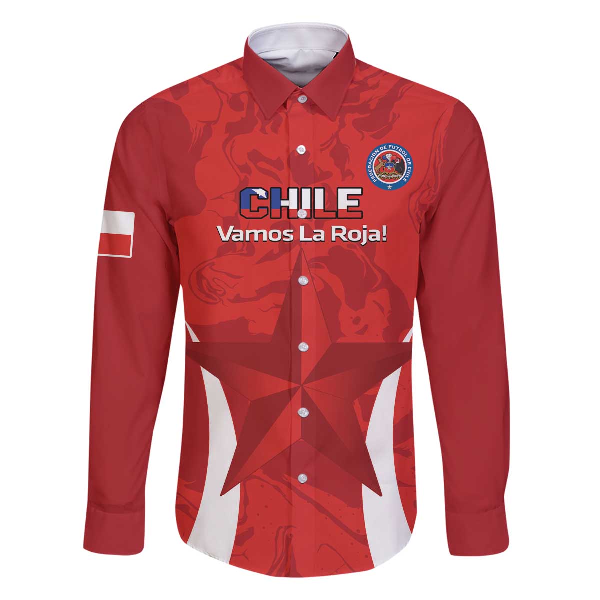 Custom Chile Football Family Matching Off The Shoulder Long Sleeve Dress and Hawaiian Shirt 2024 Vamos La Roja - Red - Wonder Print Shop