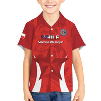 Custom Chile Football Family Matching Off Shoulder Short Dress and Hawaiian Shirt 2024 Vamos La Roja - Red - Wonder Print Shop