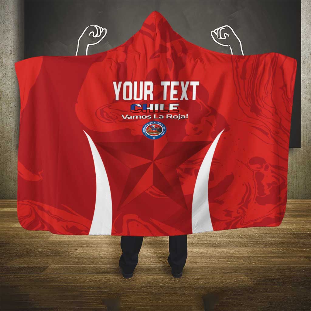 Custom Chile Football Hooded Blanket 2024 Vamos La Roja - Red
