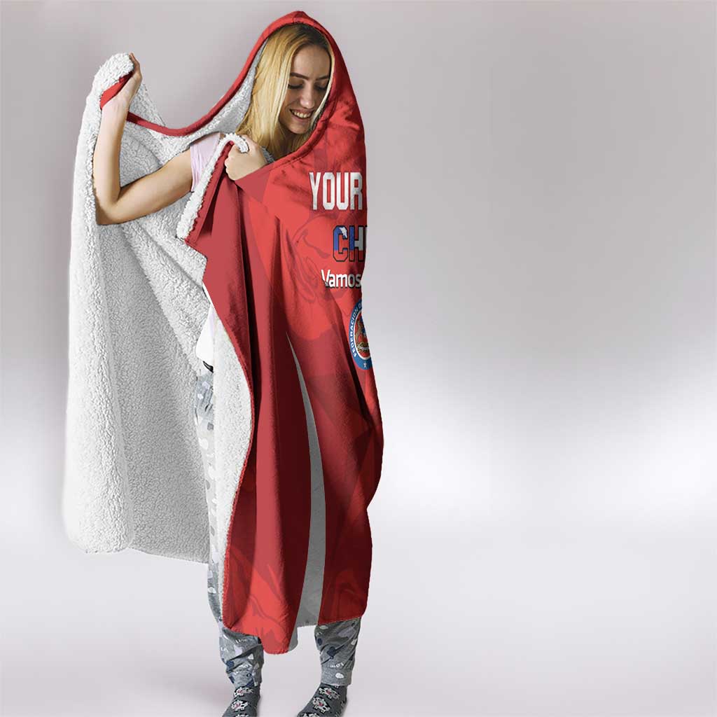 Custom Chile Football Hooded Blanket 2024 Vamos La Roja - Red