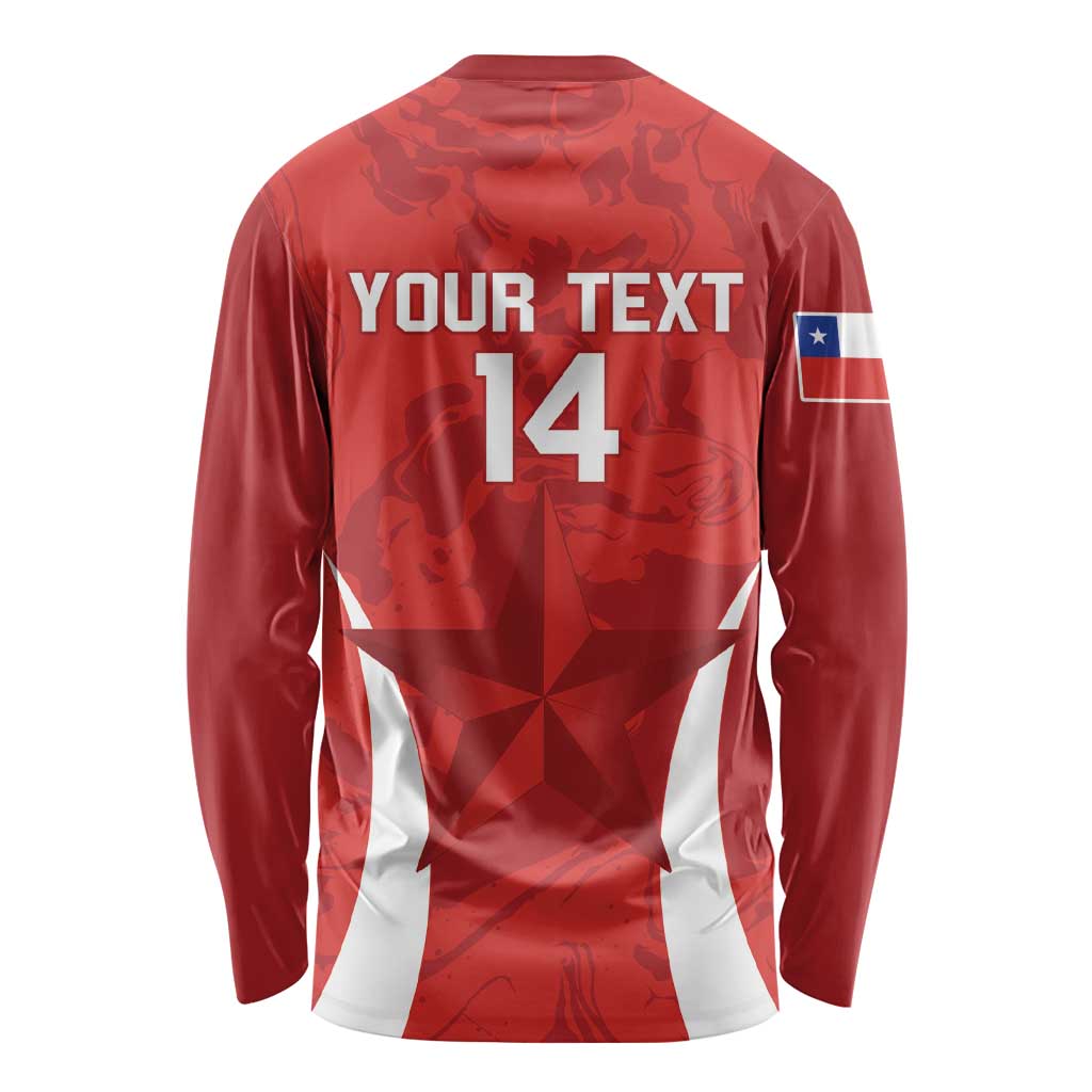 Custom Chile Football Long Sleeve Shirt 2024 Vamos La Roja - Red - Wonder Print Shop