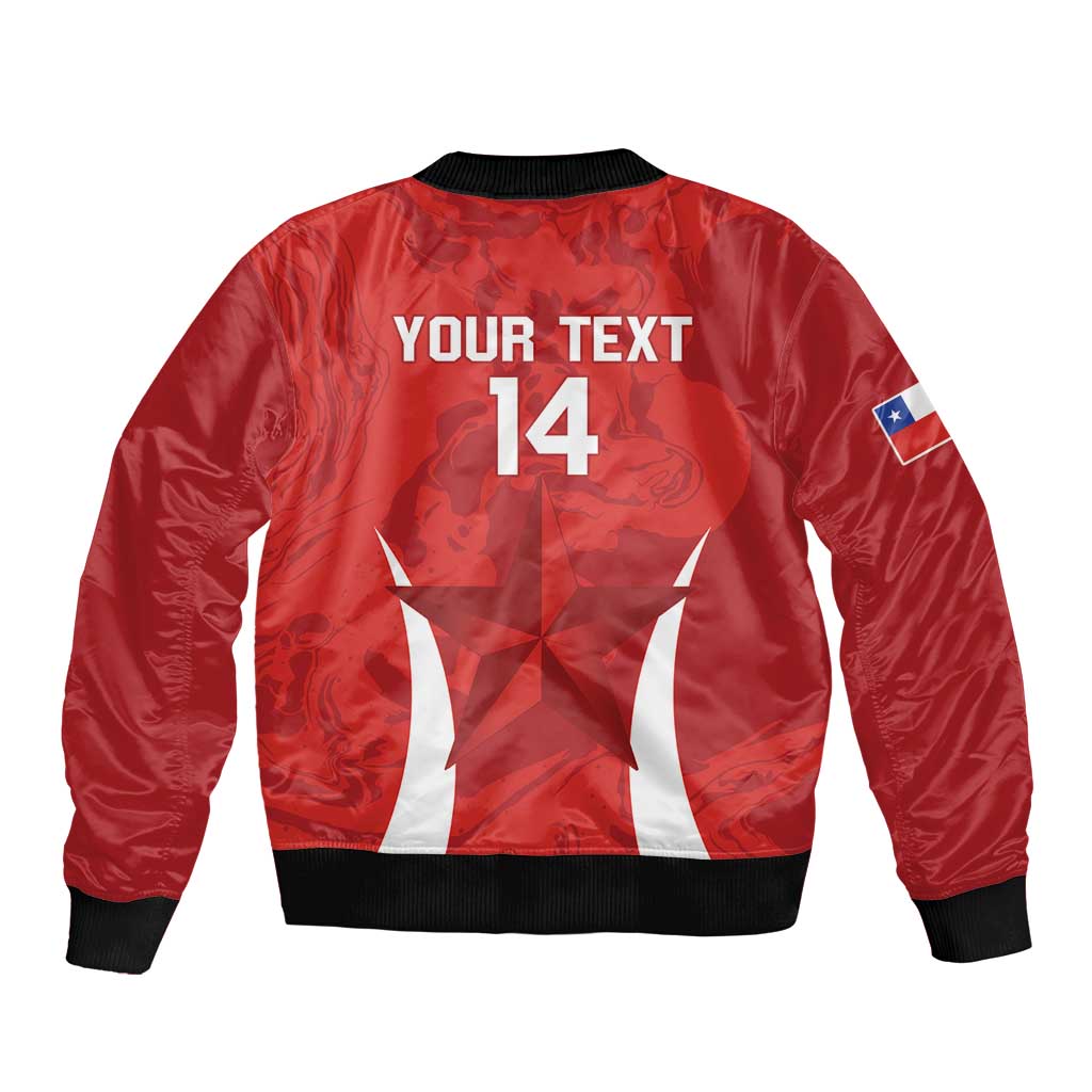 Custom Chile Football Sleeve Zip Bomber Jacket 2024 Vamos La Roja - Red - Wonder Print Shop