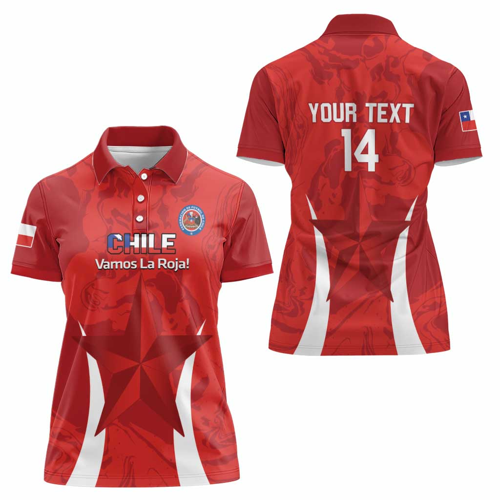 Custom Chile Football Women Polo Shirt 2024 Vamos La Roja - Red - Wonder Print Shop