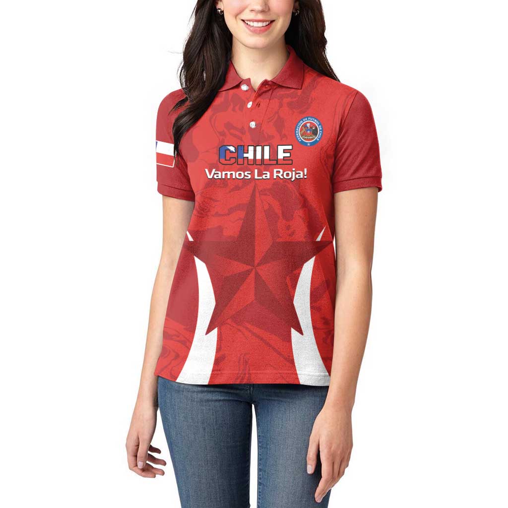 Custom Chile Football Women Polo Shirt 2024 Vamos La Roja - Red - Wonder Print Shop