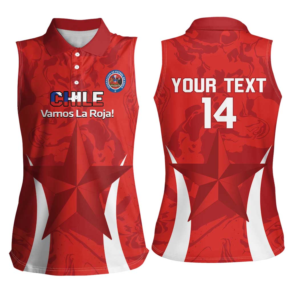 Custom Chile Football Women Sleeveless Polo Shirt 2024 Vamos La Roja - Red - Wonder Print Shop