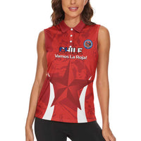Custom Chile Football Women Sleeveless Polo Shirt 2024 Vamos La Roja - Red - Wonder Print Shop