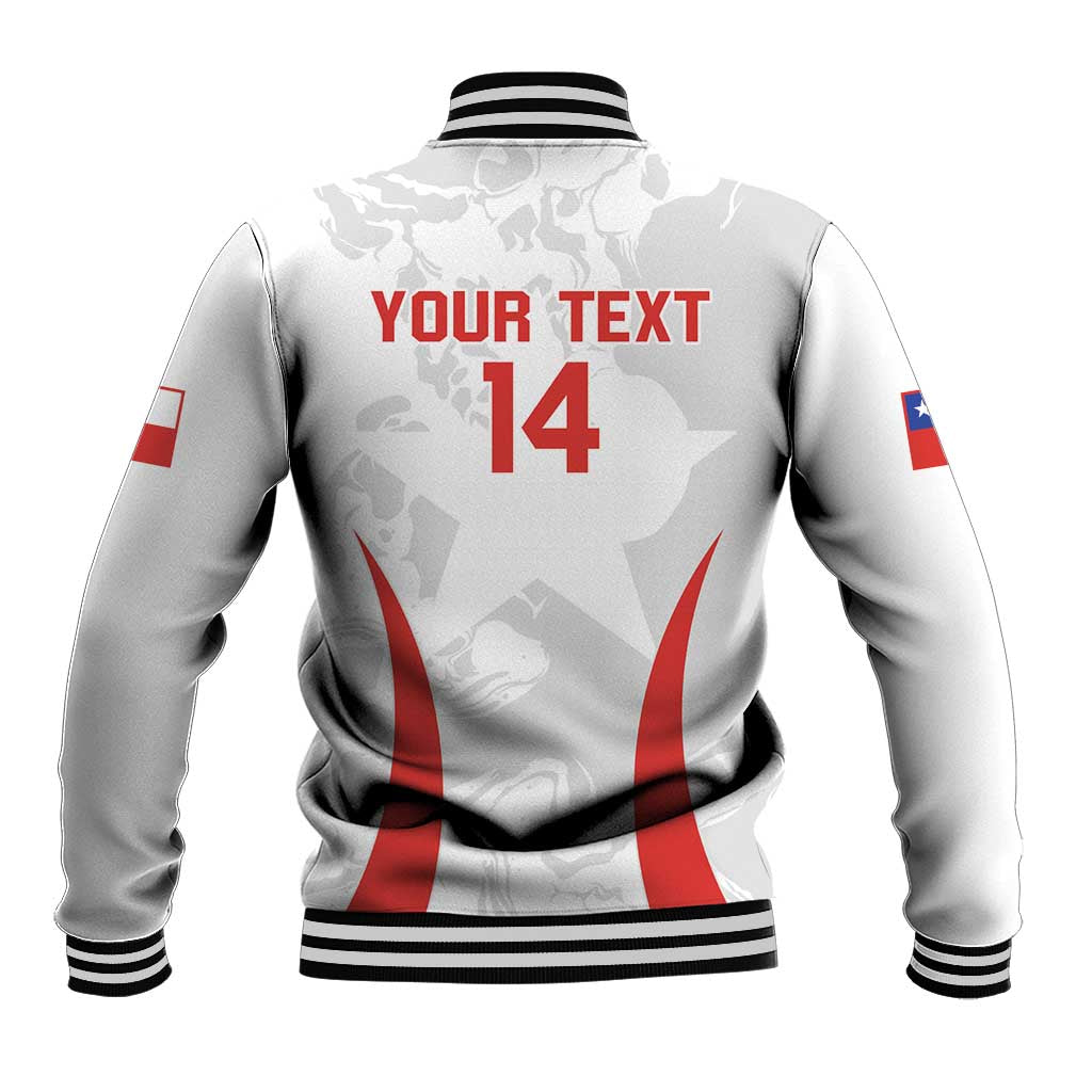 Custom Chile Football Baseball Jacket 2024 Vamos La Roja - White - Wonder Print Shop