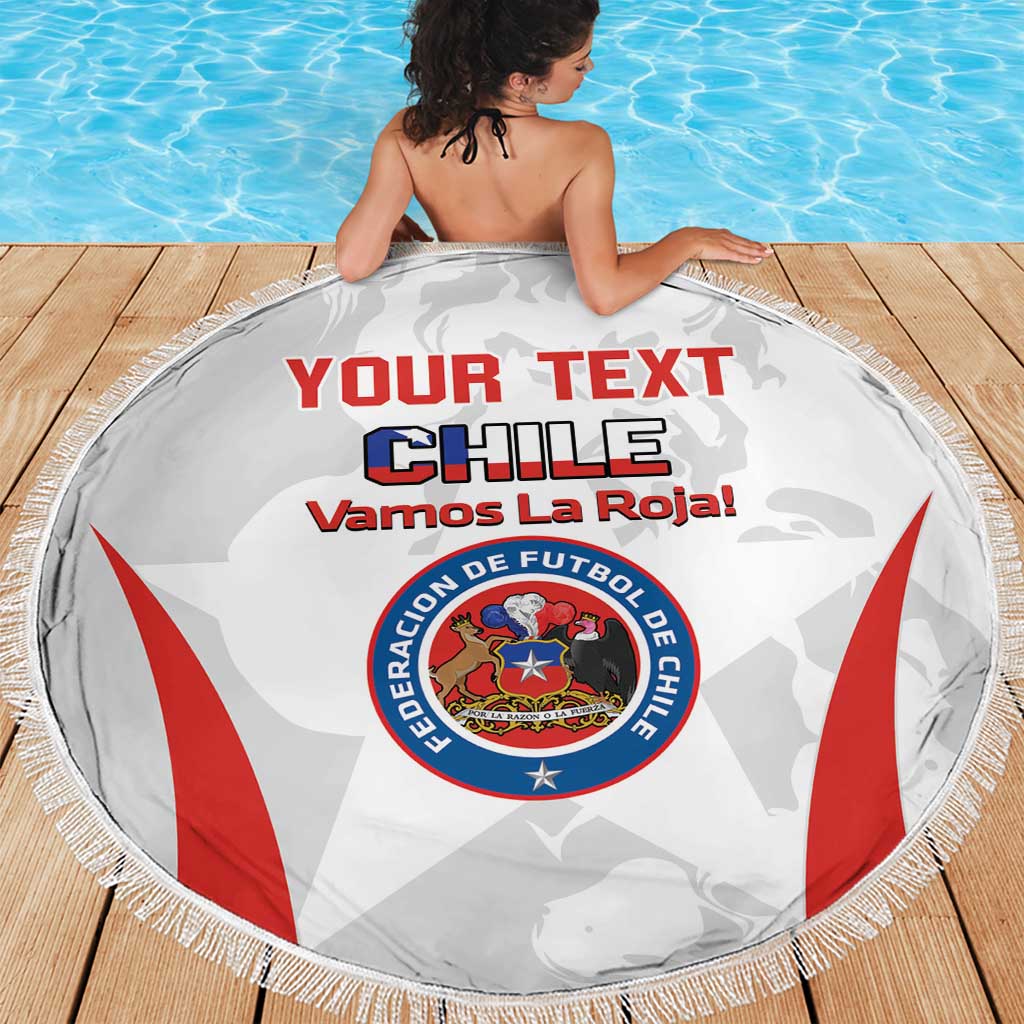 Custom Chile Football Beach Blanket 2024 Vamos La Roja - White - Wonder Print Shop