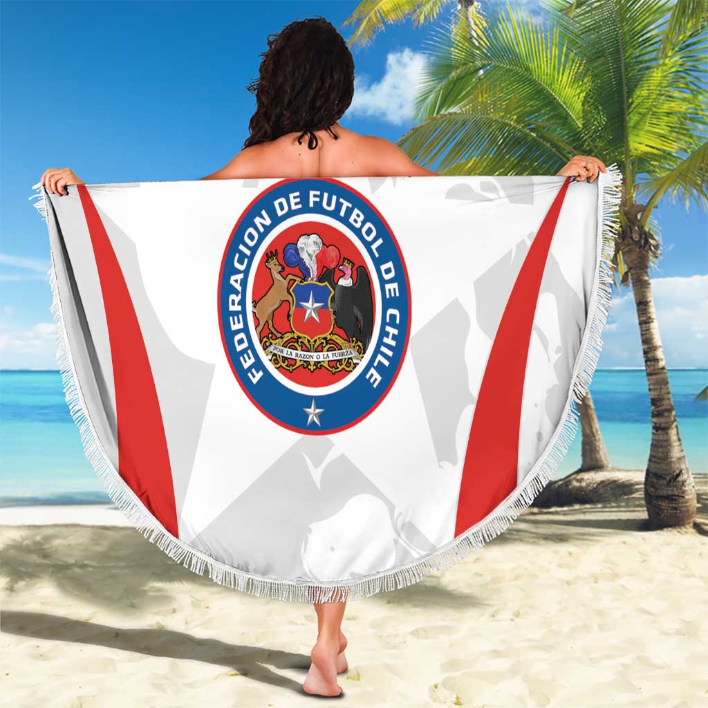 Custom Chile Football Beach Blanket 2024 Vamos La Roja - White - Wonder Print Shop