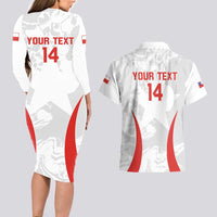Custom Chile Football Couples Matching Long Sleeve Bodycon Dress and Hawaiian Shirt 2024 Vamos La Roja - White - Wonder Print Shop