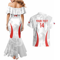 Custom Chile Football Couples Matching Mermaid Dress and Hawaiian Shirt 2024 Vamos La Roja - White - Wonder Print Shop