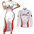 Custom Chile Football Couples Matching Short Sleeve Bodycon Dress and Long Sleeve Button Shirt 2024 Vamos La Roja - White - Wonder Print Shop