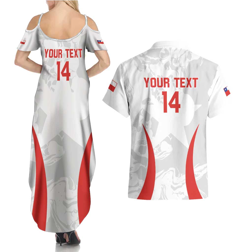 Custom Chile Football Couples Matching Summer Maxi Dress and Hawaiian Shirt 2024 Vamos La Roja - White - Wonder Print Shop