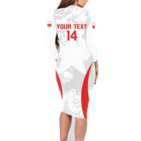 Custom Chile Football Family Matching Long Sleeve Bodycon Dress and Hawaiian Shirt 2024 Vamos La Roja - White - Wonder Print Shop
