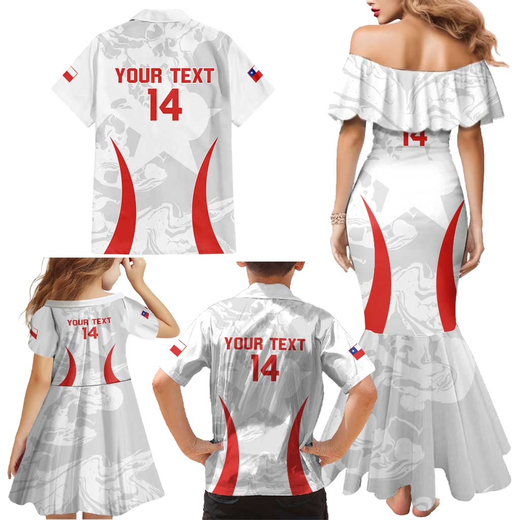 Custom Chile Football Family Matching Mermaid Dress and Hawaiian Shirt 2024 Vamos La Roja - White - Wonder Print Shop