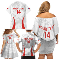 Custom Chile Football Family Matching Off Shoulder Short Dress and Hawaiian Shirt 2024 Vamos La Roja - White - Wonder Print Shop