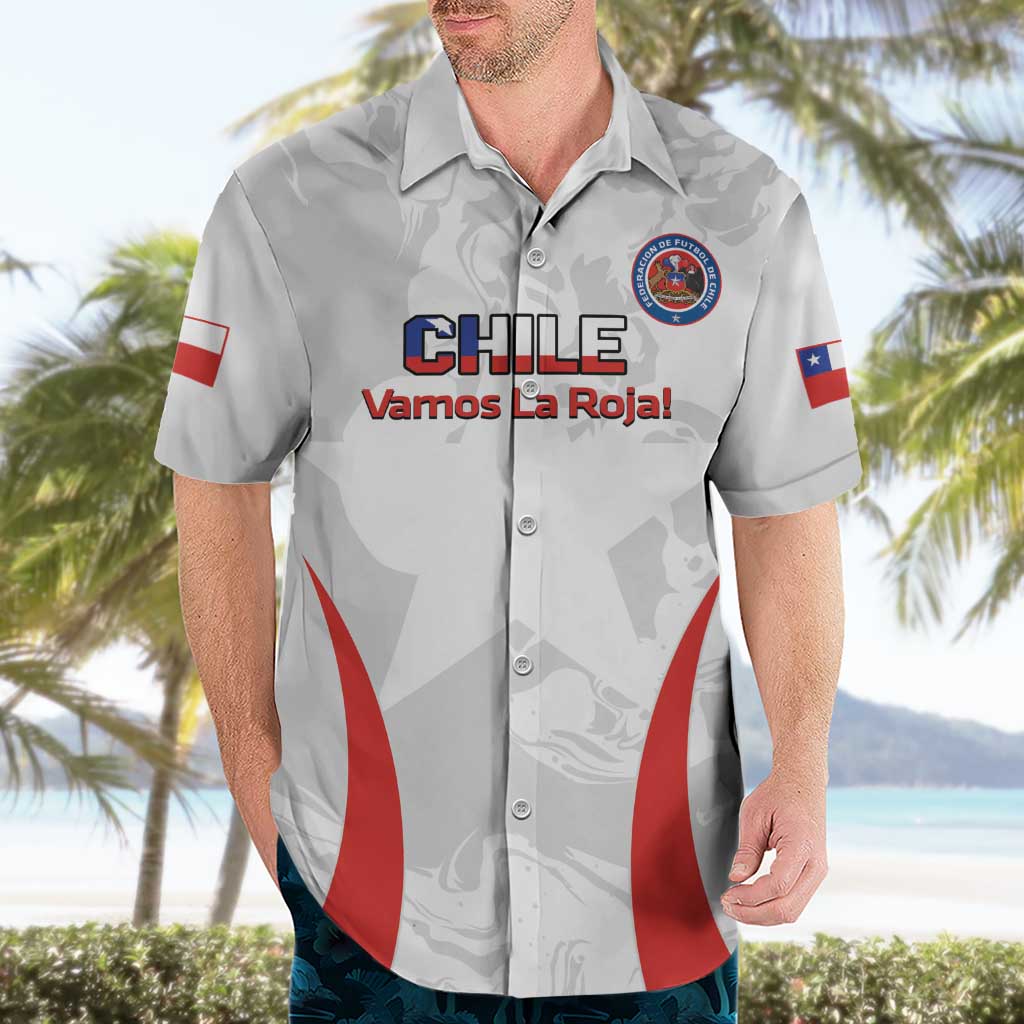 Custom Chile Football Hawaiian Shirt 2024 Vamos La Roja - White - Wonder Print Shop