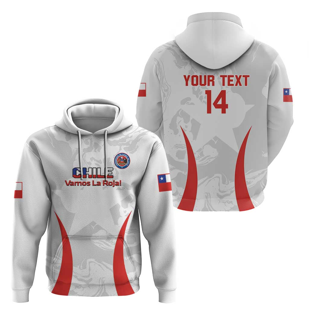 Custom Chile Football Hoodie 2024 Vamos La Roja - White - Wonder Print Shop